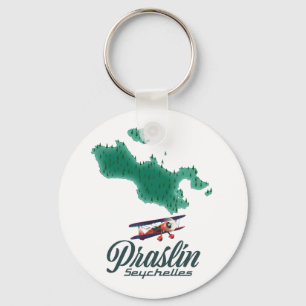 Porte-clés carte de Praslin Seychelles