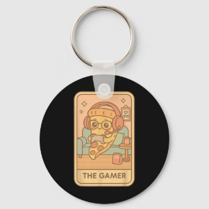 Porte-clés Carte de tarot de pizza pour joueur drôle femmes g