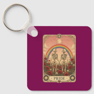 Porte-clés Carte de tarot vintage Fierté Squelette Amants Arc