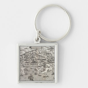 Porte-clés Carte de ville de l'Alexandrie en Egypte, c.1625