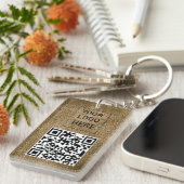 Porte-clés Carte de visite QR Code Pailletée Or Votre Logo (Devant droit)