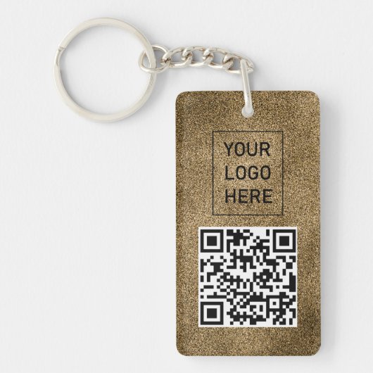 Porte-clés Carte de visite QR Code Pailletée Or Votre Logo (Devant)