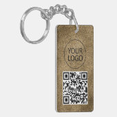 Porte-clés Carte de visite QR Code Pailletée Or Votre Logo (Devant gauche)