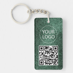 Porte-clés Carte de visite QR Code Pailletée Verte Votre Log