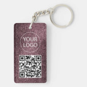 Porte-clés Carte de visite QR Code Pailletée Violette Votre L (Dos)