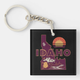 Porte-clés Carte de voyage vintage de l'Idaho, État américain