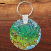 Porte-clés Carte des caricatures des USA (Recto)