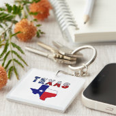 Porte-clés Carte des drapeaux avec le Texas (Devant Droit)