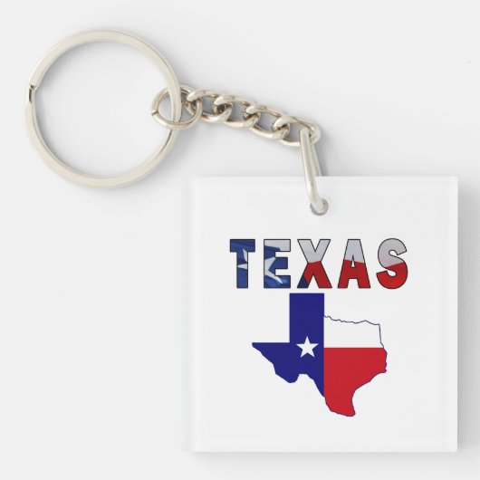 Porte-clés Carte des drapeaux avec le Texas (Devant)