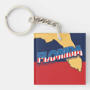 Porte-clés carte des étoiles et des bandes de Floride