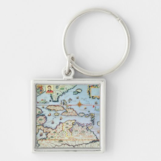 Porte-clés Carte des îles des Caraïbes (Devant)