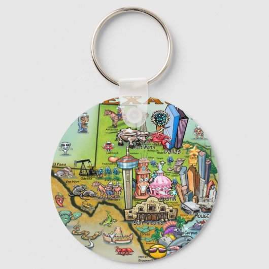 Porte-clés Carte des loisirs du Texas (Recto)