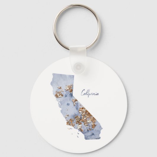 Porte-clés Carte d'état Blue & Gold California (Recto)