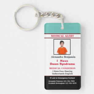 Porte-clés Carte d'identification de l'ID d'alerte Médicale p