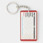 Porte-clés Carte d'information d'urgence pour animaux v3 (Devant)