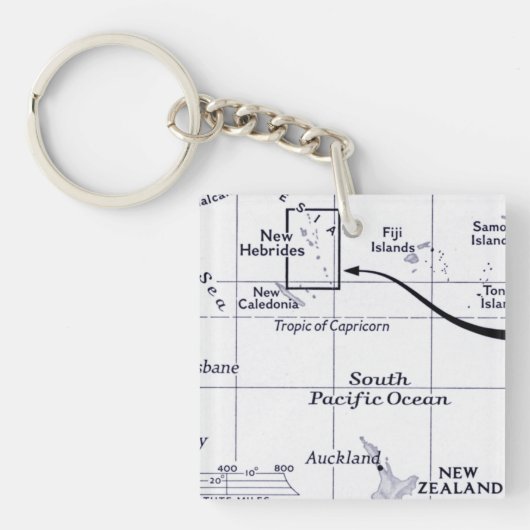 Porte-clés Carte d'océan de South Pacific (Devant)
