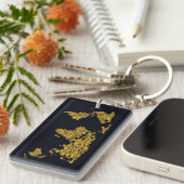 Porte-clés Carte d'or du monde de point (Devant droit)
