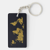 Porte-clés Carte d'or du monde de point (Dos)