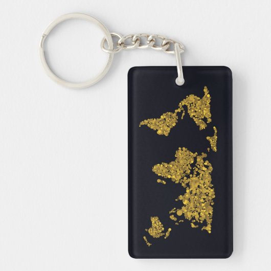 Porte-clés Carte d'or du monde de point (Devant)