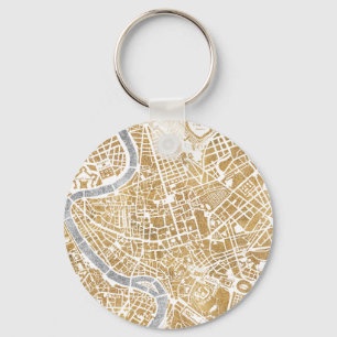 Porte-clés Carte dorée de ville de Rome