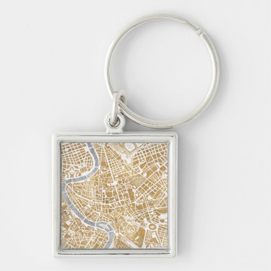 Porte-clés Carte dorée de ville de Rome (Devant)
