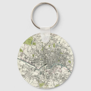 Porte-clés Carte du 19ème siècle antique de Leeds