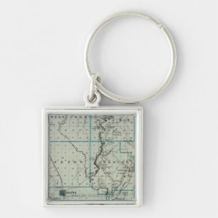 Porte-clés Carte du comté de Monona, État de l'Iowa 2