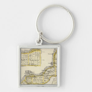Porte-clés Carte du comté de Rock Island et de Dixon