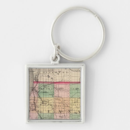 Porte-clés Carte du comté d'Oceana, Michigan (Devant)