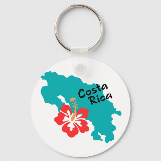 Porte-clés Carte du Costa Rica avec hibiscus (Recto)