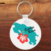 Porte-clés Carte du Costa Rica avec hibiscus (Recto)
