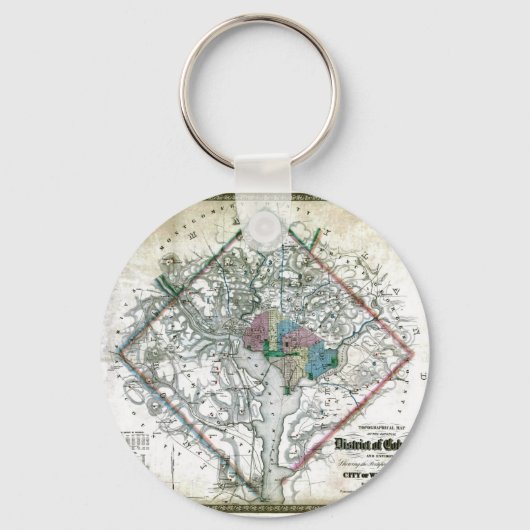 Porte-clés Carte du district de Washington de 1862 (Recto)