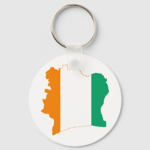 Porte-clés Carte du drapeau de la Côte d'Ivoire CI