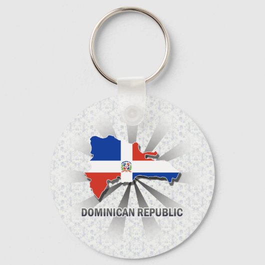 Porte-clés Carte du drapeau de la République Dominicaine 2.0 (Recto)