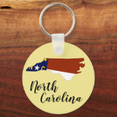 Porte-clés Carte du drapeau de l'État de Caroline du Nord (Recto)