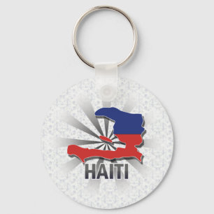 Porte-clés Carte du Drapeau d'Haïti 2.0