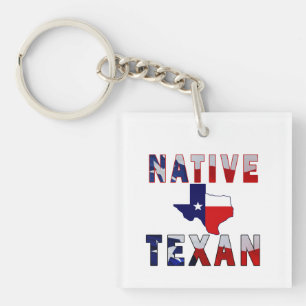 Porte-clés Carte du drapeau texan natif