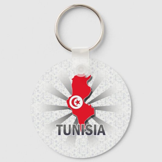 Porte-clés Carte du drapeau tunisien 2.0 (Recto)