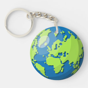 Porte-clés Carte du globe terrestre moderne – Cadeau de voyag