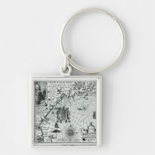 Porte-clés Carte du littoral de la Nouvelle Angleterre