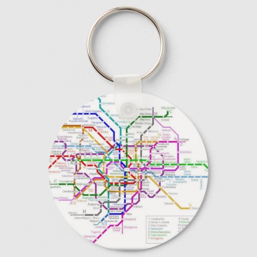 Porte-clés Carte du métro de Tokyo (Recto)