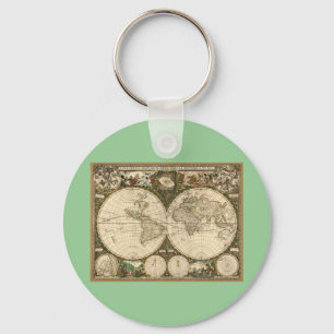 Porte-clés Carte du monde 1660 par Frederick de Wit