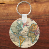 Porte-clés Carte du monde 1700s Antique Continents (Recto)