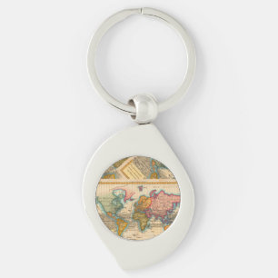 Porte-clés Carte du Monde 1780 Bonne Antique Planisphère 