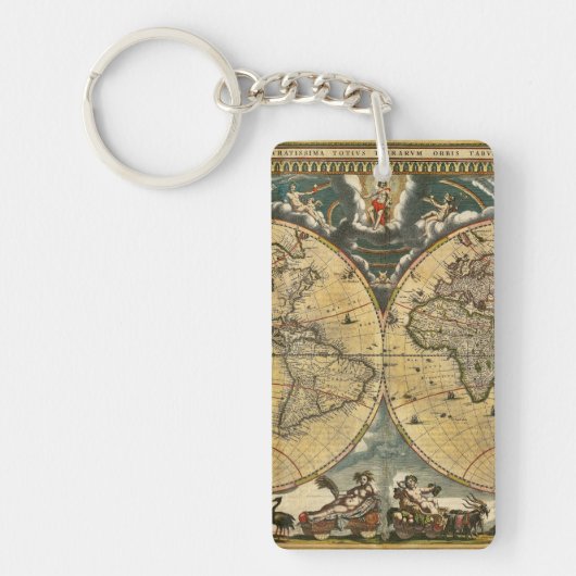 Porte-clés Carte du monde antique J. Blaeu 1664 (Devant)