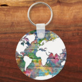 Porte-clés carte du monde bois 12 (Recto)