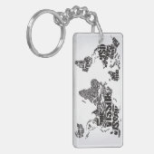 Porte-clés Carte du monde dans la typographie (Devant gauche)