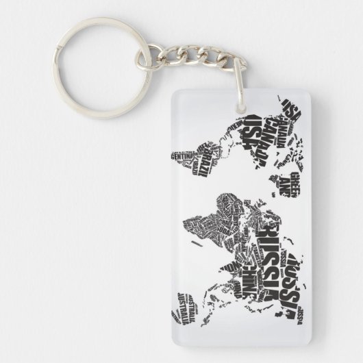 Porte-clés Carte du monde dans la typographie (Devant)
