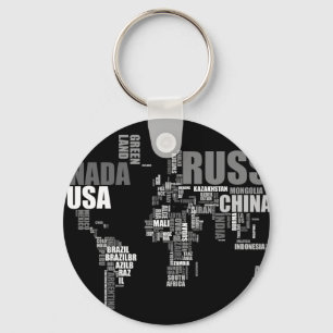 Porte-clés Carte du monde dans les mots