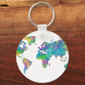 Porte-clés Carte du monde de l'aquarelle (Recto)